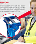Ultimation Light Duty Roller Stand With Adjustable Steel Conveyor Rollers Galvanized 12 Inch By 5 Feet showing details of strong steel frame and rollers.