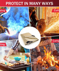 Two Pack 4x6 Ft Welding Blankets in use for welding, cutting, grilling, and camping, made from Beefy Heavy Duty Fiberglass Heat Resistant Fabric