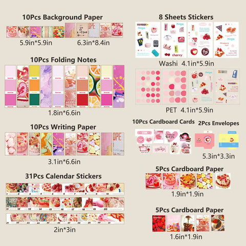 Starter Scrapbook Kit With Aesthetic Ephemera And Junk Journal Supplies Featuring papers, stickers, and cards for DIY crafts