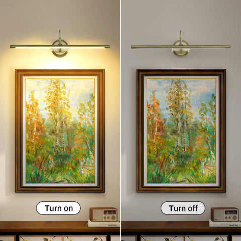 Sleek Antique Bronze LED Picture Light With Swing Arm For Artwork 24.4 Inch Long 14W 70W Equivalent Warm White 3000K lighting art