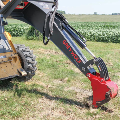 Heavy Duty Skid Steer Backhoe Attachment With 12 Inch Bucket And 6 Foot 8 Inch Digging Reach Plug And Play Steel Quick Attach Plate