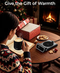 Keep Your Favorite Coffee Popping Hot All Day With Smart Infrared Mug Warmer Set Boasting Pinpoint Temp Tuning displayed on cozy desk.