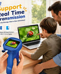 Kid Friendly Handheld Digital Microscope With 2.4 Inch IPS Display And 1080P HD Quality For Easy Exploration Of Tiny Worlds, Capture Sharp Photos And Videos On The Go While Your Curious Kids Learn Science, blue handheld with live ladybug view