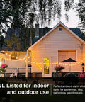 51Ft Outdoor Shatterproof LED String Lights With 18 Dimmable Bulbs, Waterproof Vintage Patio Lighting For Weddings And Parties hung across backyard.