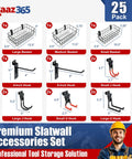 25 Piece Slat Wall Storage Kit With 3 Baskets And 22 Hooks Heavy Duty Slat Wall Accessories For Garage Kitchen Workshop