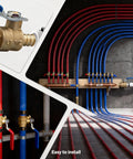Three Quarter Inch PEX Ball Valve Set Lead Free Brass Shut Off Valves 2 Pack Red And Blue For Hot And Cold Water 400 PSI