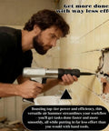 Man using Beast Mode Heavy Duty Air Hammer Kit With 13 Attachments for tile demolition in a bathroom wall