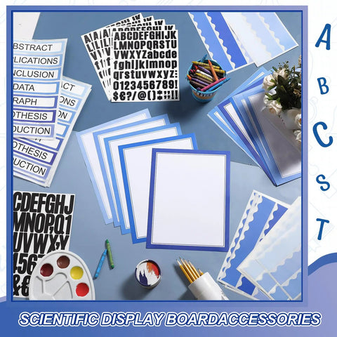Science Fair Display Kit With 92 Pieces Including 60 Scalloped Border Trims 18 Presentation Subtitles 6 Stickers 8 Letters