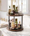 Dual Deck Lazy Susan Rotating Turntable Cabinet Organizer For Kitchen Spice Rack And Bulk Condiment Storage Rolls Super Smooth Ball Bearing Spin with skincare products