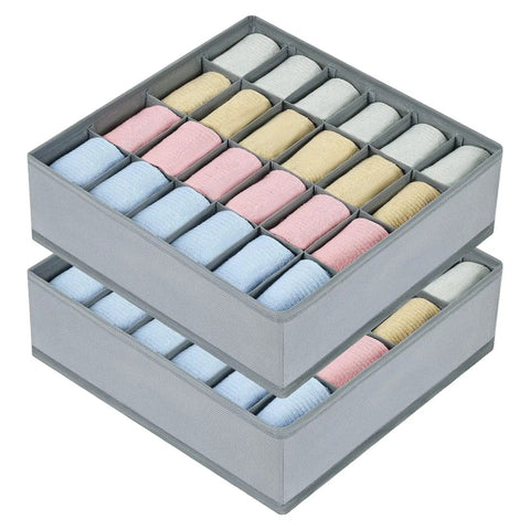 Two Pack Grey Sock Drawer Organizer Features Twenty Four Spacious Cells To Keep Your Drawers Crisp By Knocking Down Daily Clutter And Neatly Parking Underwear Ties Belts