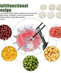 Close-up of 12 Nozzle Manual Seed Planter with 6 Seed Plates for corn and peanuts showing adjustable seeder design.