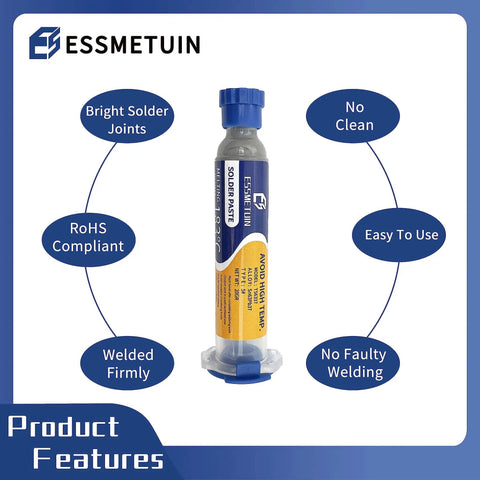 Lead-Based Solder Paste Sn63 Pb37 30G With No Clean Flux 10cc for electronic soldering features list and packaging