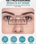 PD Ruler For Eyeglasses Pupillary Distance Tool Handy Lightweight Optical Gauge shown over eyes for pupil distance measurement