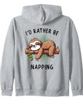 Cozy Sloth Zip Hoodie Id Rather Be Napping For Lazy Days And Chill Nights with sloth print, unisex fit, grey fleece