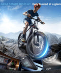 Man inflating bike tire with Cordless Car Tire Pump With 150 PSI, digital display visible, rocky background