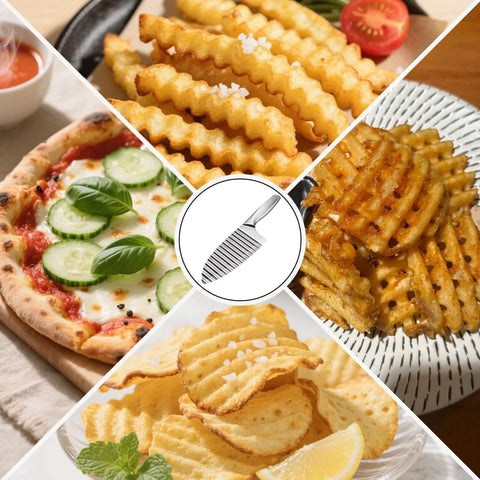 NOVANO stainless steel crinkle cutter for wavy fries; handheld chopper for potatoes, carrots and fruit