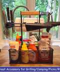 Grill Caddy For Outdoor Grill And BBQ Magnetic Tool Holder With Paper Towel Arm Condiment And Utensil Storage Organizer