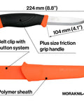 Heavy-Duty Carbon Steel Fixed-Blade Knife With Sheath, 4.1-Inch Blade, 0.125-Inch Thick, ergonomic handle and polymer sheath