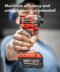 Magnetic Bit Holder For Impact Drivers And Drills, Durable Silicone Sleeve shown on held red impact driver