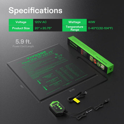 Seedling Heat Mat With Digital Thermostat For Germination And Indoor Gardening 20 By 20.75 Inch Rock Solid Warm Propagation Pad For Hydroponics Greenhouse And Seed Start UL And MET Certified