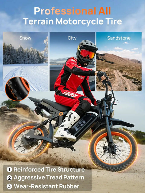 Rider on Beast 1500W Electric Dirt Bike With 48V 20Ah Battery demonstrating off-road capabilities on sandy terrain