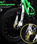 Rechargeable LED Bike Wheel Light A16 7 Color Spoke Light With 16 Modes Waterproof Lit Glow on green bike hub