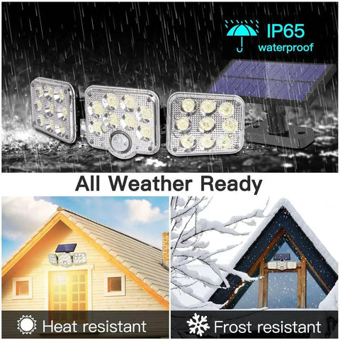 Two Pack Solar Motion Lights Outdoor With Remote Control, Lit Solar Flood Lights for all-weather use, IP65 waterproof, roof installation