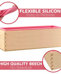 Rectangular Soap Mold Kit With Cutter For DIY Soap Making, 42oz Flexible Silicone Loaf Mold With Wooden Box, front view
