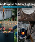 Multiple views showing Odorless Clean Burning Tiki Torch Fuel For Outdoor Torches And Lanterns, Smokeless Formula Delivers A Bright Steady Flame, Long Lasting 32oz Bottle For Backyard Patio And Garden Nights