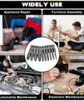 Badass Magnetic Security Star Bits Set Featuring Rock Solid S2 Steel Construction No Hassle Quarter Inch Hex Shank Drive displayed in diverse uses like appliance repair, furniture assembly, automotive, and electronics maintenance.