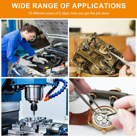 Application examples of Massive 580 Piece External Retaining Ring Kit In Black Carbon Steel Ten Sizes M1.5 To M10.