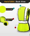 Back view of High Visibility Womens Safety Vest Class 2 Reflective Construction Workwear Yellow Medium with breathable mesh and pockets.