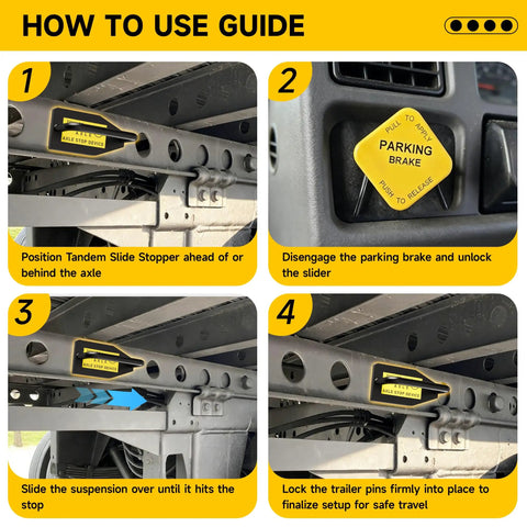 How to use guide for Magnetic Trailer Axle Stopper For Semi Trucks And Dry Vans And Reefers, Heavy Duty Steel Tandem Slide Stopper