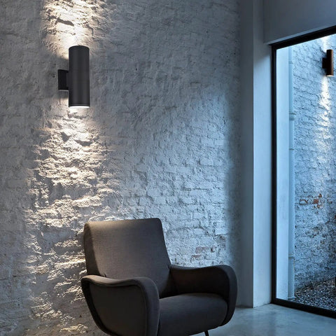 Dusk to Dawn Outdoor Wall Light Set With Sensor Auto On Auto Off Aluminum Waterproof Exterior Sconce mounted on brick wall
