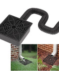 Low Profile Gutter Downspout Extender Kit With Flexible Catch Basin, No Dig Drain Extension Up To 5.1 Feet, Easy Bend, Retractable Design