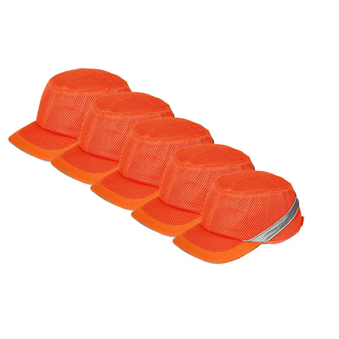 Bump Cap Safety Hat For Work 5 Pack, Reflective Neon Mesh, Lightweight ABS Shell, One Size Fits Most Men And Women, front view