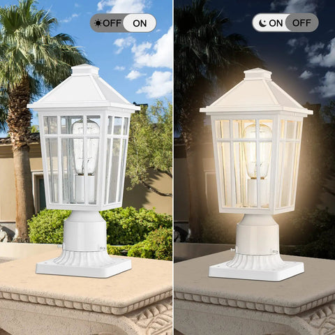 All Weather Outdoor Post Light With Rugged Aluminum Housing And Glass No Fuss Fence Post Deck Lighting For Garden Patio And Pathway 1 Pack White Weatherproof And Durable