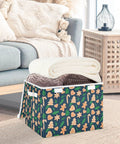Foldable Storage Bin With Flip Top Lid And Reinforced Handles For Bedroom Closet storing rolled blankets on a living room floor.