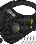 Dust Mask With Carbon Filters And Air Valves, Reusable Three Size Fit For Woodworking, Construction And Moving, Black Large
