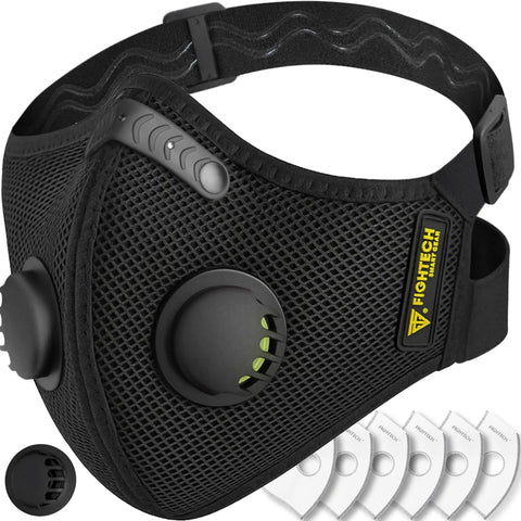 Dust Mask With Carbon Filters And Air Valves, Reusable Three Size Fit For Woodworking, Construction And Moving, Black Large