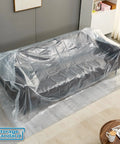 Heavy Duty Plastic Couch Cover For Moving And Storage Waterproof Clear Sofa Wrap For Renovation Dustproof Reusable Extra Large Furniture Bag 96 X 42 X 62 Inches Keeps Your Sofa Safe While You Move covering a gray sofa indoors