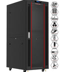 Heavy Duty 37U Server Rack Cabinet 39 Inch Deep With Dope Cooling Vents And Premium Steel Build For Bulletproof IT Gear Storage and organization, side view.