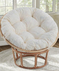 Papasan Chair Cushion 48 Inch Square Thick 6 Inch Cushion With Thick Corduroy Cover Beige Cushion Only For Egg Chair And Floor Cushions Ideal For Meditation Corners And Cozy Lounging With Premium Shredded Foam on rattan base