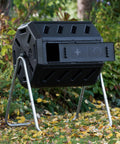 Canadian Made 37 Gallon Dual Chamber Tumbling Composter With 100 Percent Recycled Resin Eco Friendly Outdoor Rotating Bin For Garden Kitchen And Yard Waste Black Finish