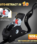 Close-up of Heavy Duty Self Retracting Ratchet Straps 1 Inch By 10 Feet 1650 Pound Break Strength with button detail.
