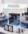 Setup featuring 12V PC Fan Speed Controller With USB Power And 5V To 12V Stepless Voltage Control For Silent Yet Powerful Cooling