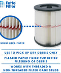 Two Pack General Purpose Replacement Cartridge Filter For Shop Vacs And Craftsman Red Stripe Vacuums, detail of pleated design