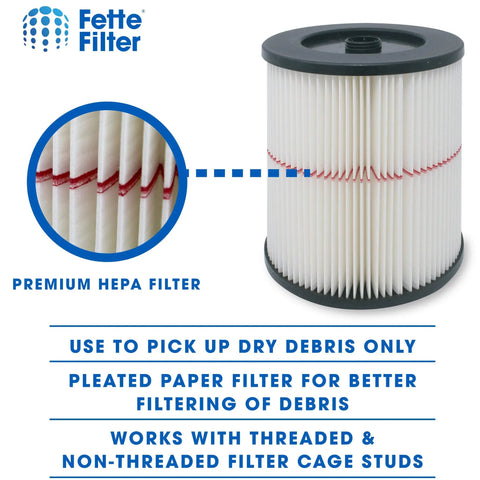 Two Pack General Purpose Replacement Cartridge Filter For Shop Vacs And Craftsman Red Stripe Vacuums, detail of pleated design