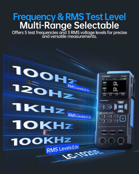 Pro Grade LCR Meter 100kHz With 19999 Counts Auto Component Detect Capacitance Resistance Inductance Testing Display