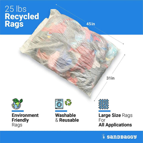 Cotton Nylon Cleaning Rags Bale 125 Plus Pieces Ready To Use Right Out Of The Bale Heavy Duty Wiping Cloths Tshirt Rags